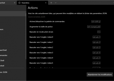 Windows terminal - paramètre action