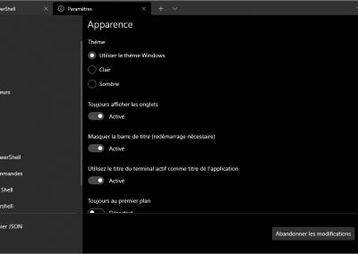 Windows terminal - paramètre apparence
