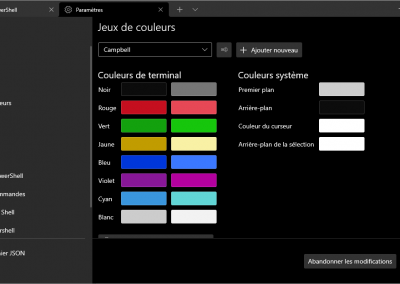 Windows terminal - paramètre couleur