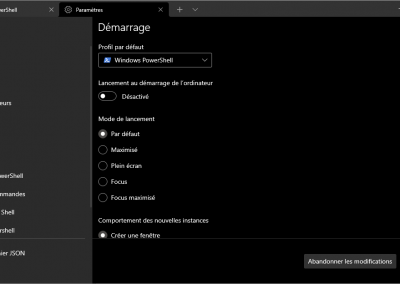 Windows terminal - paramètre démarrage