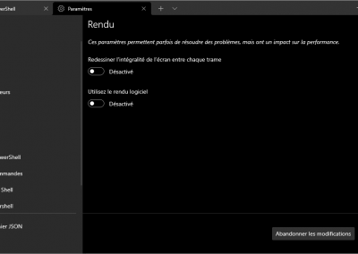 Windows terminal - paramètre rendu
